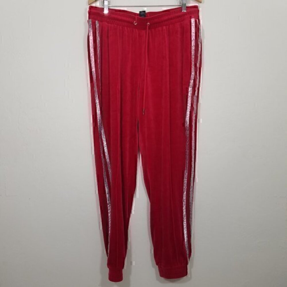 NWT Ashley Stewart Glitters Stripes Velour Jogger Pants Size 18/20